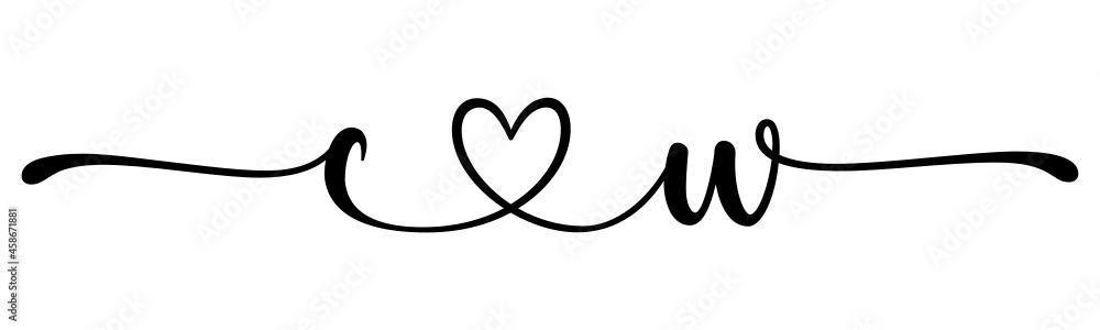 cw, wc, letters with heart Monogram, monogram wedding logo. Love icon, couples Initials, lower case, connecting HEART, home decor, cw, wc, letters with heart Monogram, monogram wedding logo. Love icon, couples Initials, lower case, connecting HEART, home decor,