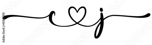 cj, jc, letters with heart Monogram, monogram wedding logo. Love icon, couples Initials, lower case, connecting HEART, home decor,