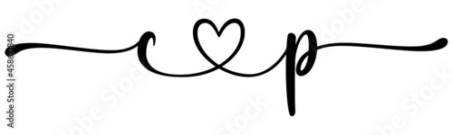cp, pc, letters with heart Monogram, monogram wedding logo. Love icon, couples Initials, lower case, connecting HEART, home decor,