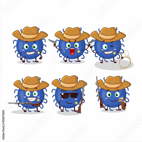 Cool cowboy substance virus cartoon character with a cute hat