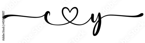 cy, yc, letters with heart Monogram, monogram wedding logo. Love icon, couples Initials, lower case, connecting HEART, home decor,