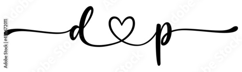 dp, pd, letters with heart Monogram, monogram wedding logo. Love icon, couples Initials, lower case, connecting HEART, home decor,