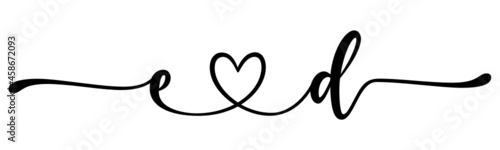 ed, de, letters with heart Monogram, monogram wedding logo. Love icon, couples Initials, lower case, connecting HEART, home decor,