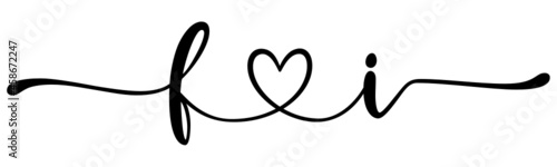 fi, if, letters with heart Monogram, monogram wedding logo. Love icon, couples Initials, lower case, connecting HEART, home decor,