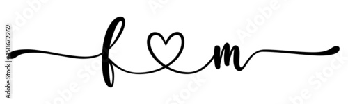 fm, mf, letters with heart Monogram, monogram wedding logo. Love icon, couples Initials, lower case, connecting HEART, home decor,