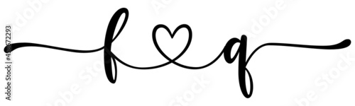 fq, qf, letters with heart Monogram, monogram wedding logo. Love icon, couples Initials, lower case, connecting HEART, home decor,