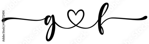 gf, fg, letters with heart Monogram, monogram wedding logo. Love icon, couples Initials, lower case, connecting HEART, home decor,