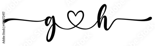 gh, hg, letters with heart Monogram, monogram wedding logo. Love icon, couples Initials, lower case, connecting HEART, home decor,