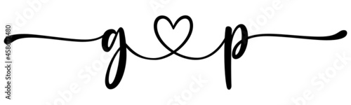 gp, pg, letters with heart Monogram, monogram wedding logo. Love icon, couples Initials, lower case, connecting HEART, home decor,