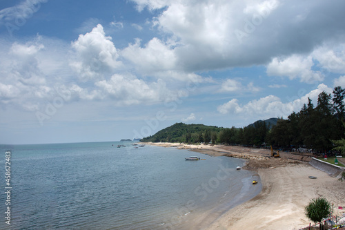 Sairee sand beach of Chumphon Bay in Gulf of Thailand and sea ocean for thai people foreign travelers travel visit and play swimming water of Chum phon city in Chumphon southern province of Thailand