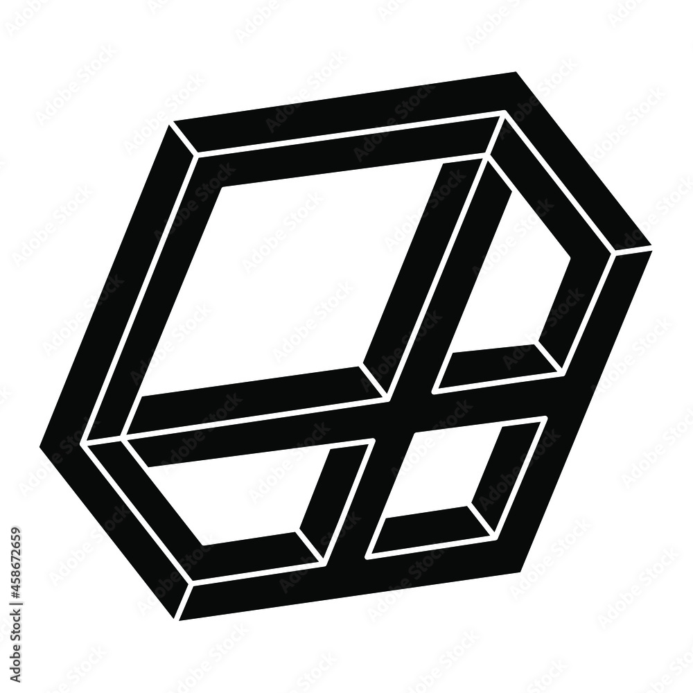 Optical illusion shape. Impossible object. Optical art figure. Sacred geometry. Optical illusion shape. Impossible object. Optical art figure. Sacred geometry.