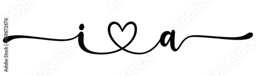 ia, ai, letters with heart Monogram, monogram wedding logo. Love icon, couples Initials, lower case, connecting HEART, home decor,