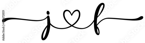 jf, fj, letters with heart Monogram, monogram wedding logo. Love icon, couples Initials, lower case, connecting HEART, home decor,