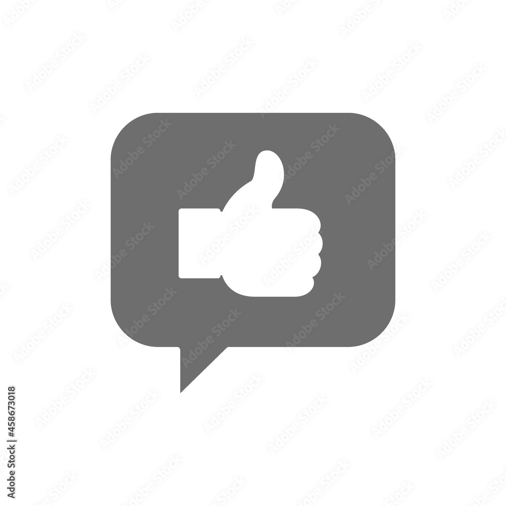 Positive feedback, like, thumb up in chat grey icon. Positive feedback, like, thumb up in chat grey icon.
