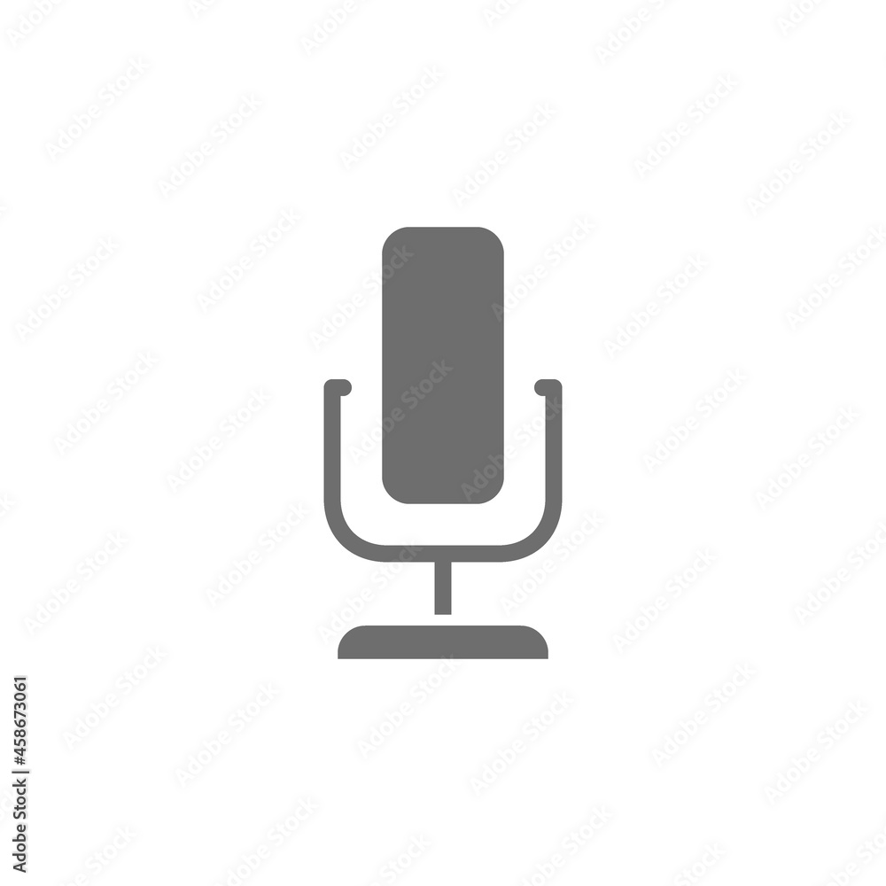Microphone grey icon. Isolated on white background Microphone grey icon. Isolated on white background
