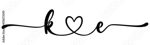ke, ek, letters with heart Monogram, monogram wedding logo. Love icon, couples Initials, lower case, connecting HEART, home decor,
