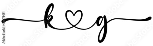 kg, gk, letters with heart Monogram, monogram wedding logo. Love icon, couples Initials, lower case, connecting HEART, home decor,