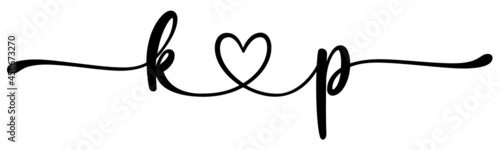 kp, pk, letters with heart Monogram, monogram wedding logo. Love icon, couples Initials, lower case, connecting HEART, home decor,