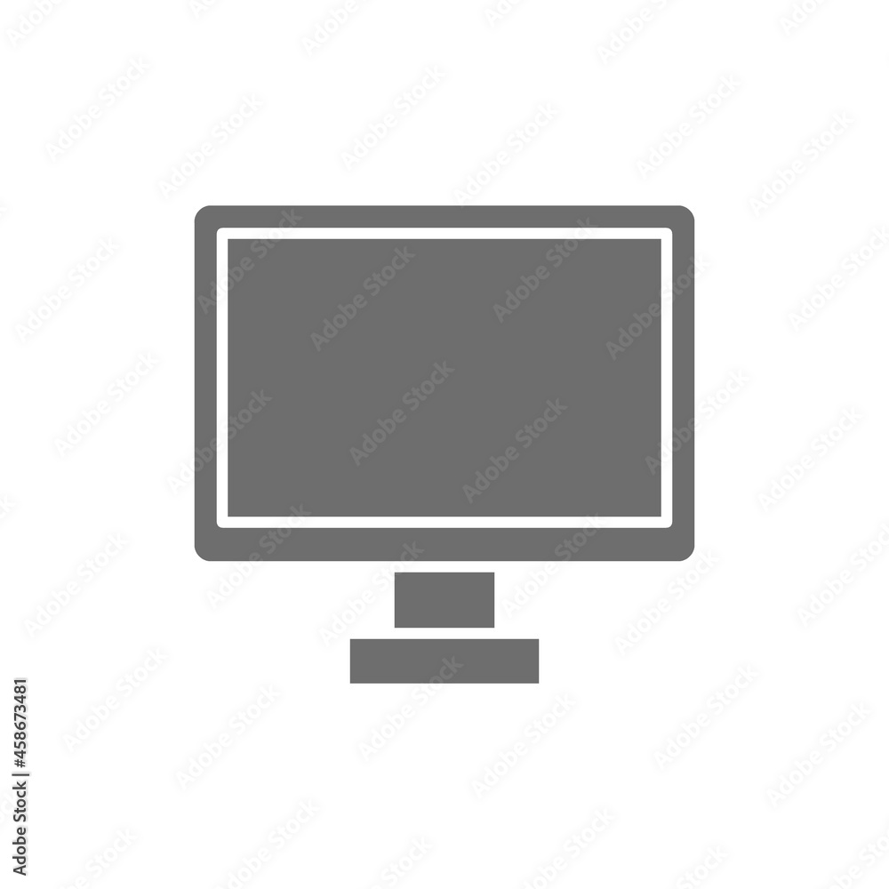 Vector computer monitor, tv screen grey icon. Vector computer monitor, tv screen grey icon.