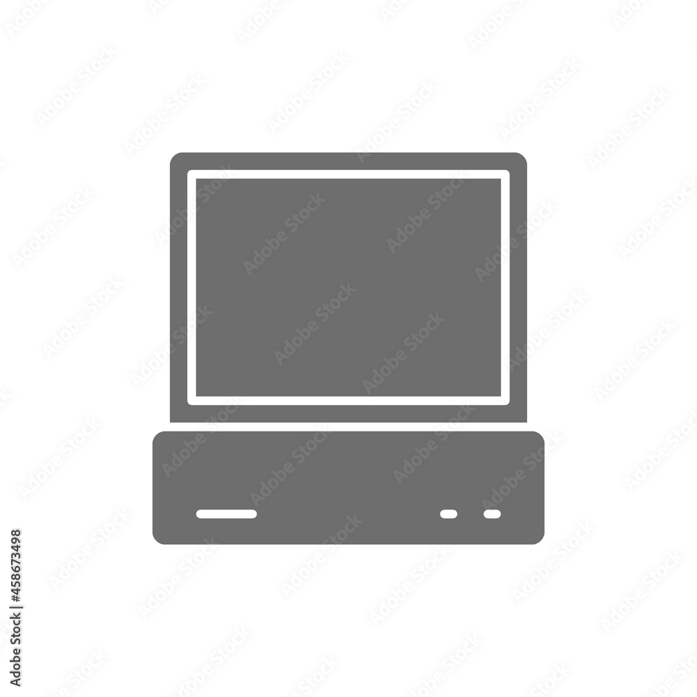Computer, pc, console grey icon. Isolated on white background Computer, pc, console grey icon. Isolated on white background