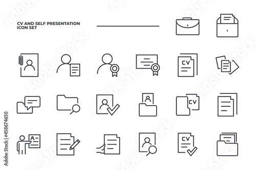 CV and Self Presentation set icon, isolated CV and Self Presentation set sign icon, vector illustration