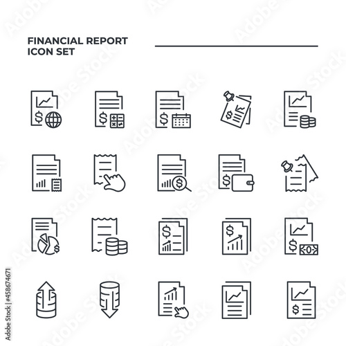 Financial Report set icon, isolated Financial Report set sign icon, vector illustration