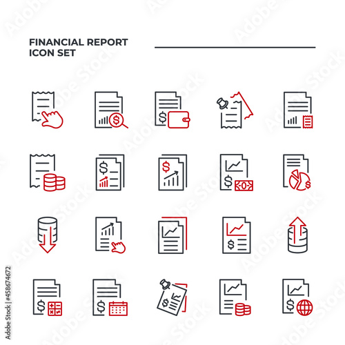 Financial Report set icon, isolated Financial Report set sign icon, vector illustration
