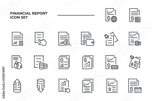 Financial Report set icon, isolated Financial Report set sign icon, vector illustration