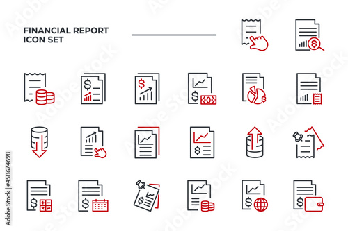 Financial Report set icon, isolated Financial Report set sign icon, vector illustration