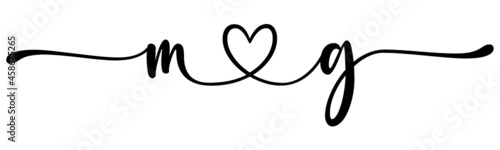 mg, gm, letters with heart Monogram, monogram wedding logo. Love icon, couples Initials, lower case, connecting HEART, home decor,