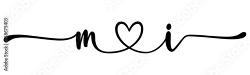 mi, im, letters with heart Monogram, monogram wedding logo. Love icon, couples Initials, lower case, connecting HEART, home decor,
