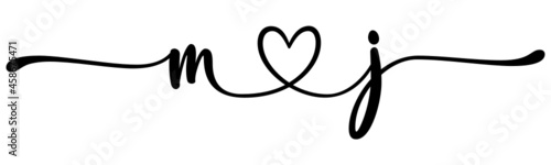 mj, jm, letters with heart Monogram, monogram wedding logo. Love icon, couples Initials, lower case, connecting HEART, home decor,