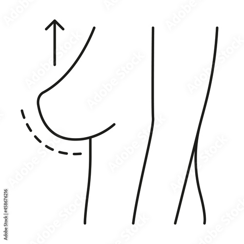 A pair of human plastic surgery breasts with nipples line art icon for medical apps and websites