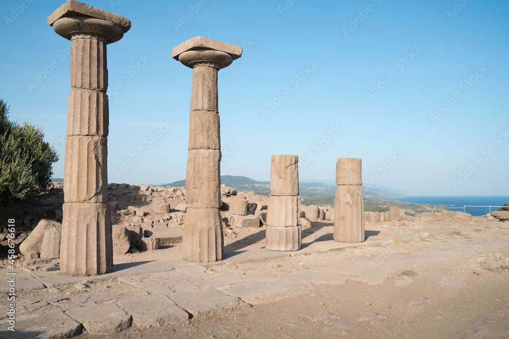 Athena Temple In Assos Ancient City, Behramkale historical ruins. Çanakkale - TURKEY