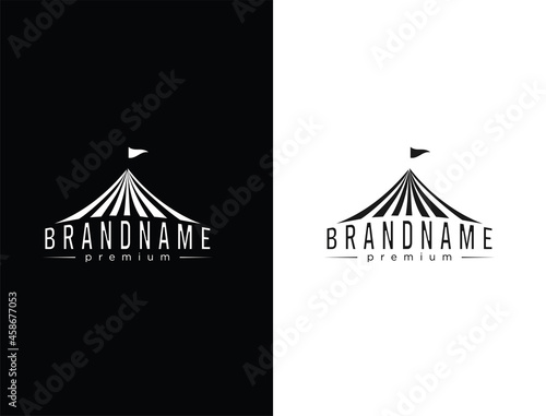 Party Rental Tent Event Logo Design Stock Vector black silhouette illustration. Wedding Tent Entertainment Logo Stock Template