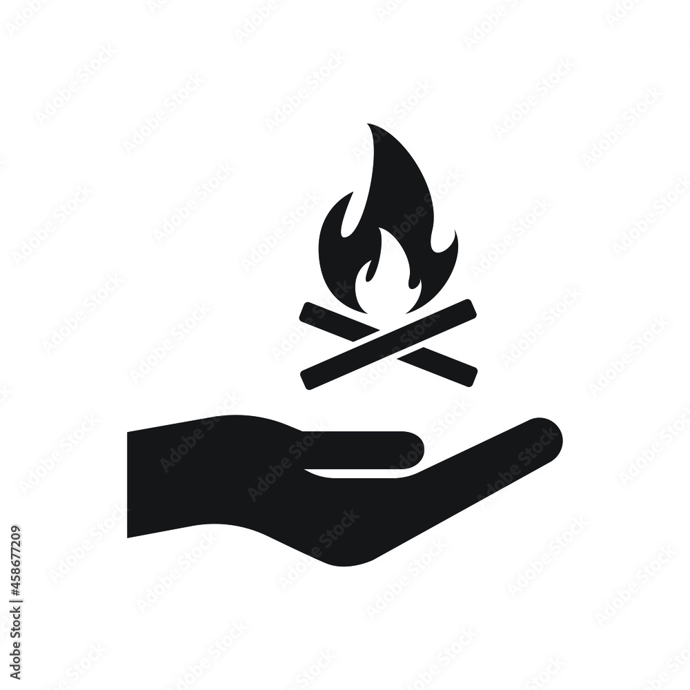 Hand holding bonfire icon design vector illustration Hand holding bonfire icon design vector illustration