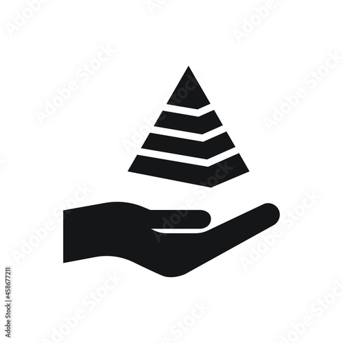 Hand holding pyramid icon design vector illustration