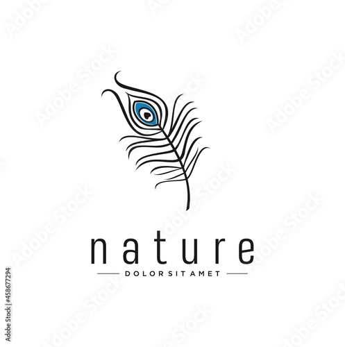 Simple Peacock feather logo design stock vector Illustration of element