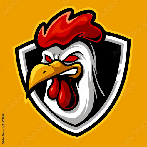 chiken angry , mascot esports logo vector illustration