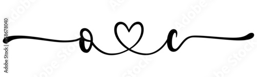 oc, co, letters with heart Monogram, monogram wedding logo. Love icon, couples Initials, lower case, connecting HEART, home decor,