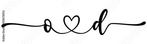 od, do, letters with heart Monogram, monogram wedding logo. Love icon, couples Initials, lower case, connecting HEART, home decor,