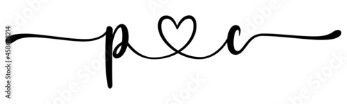 pc, cp, letters with heart Monogram, monogram wedding logo. Love icon, couples Initials, lower case, connecting HEART, home decor,