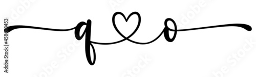 qo, oq, letters with heart Monogram, monogram wedding logo. Love icon, couples Initials, lower case, connecting HEART, home decor,