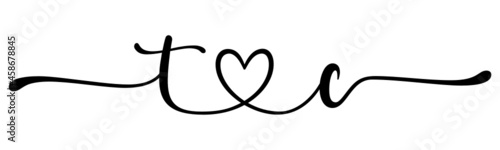tc, ct, letters with heart Monogram, monogram wedding logo. Love icon, couples Initials, lower case, connecting HEART, home decor,