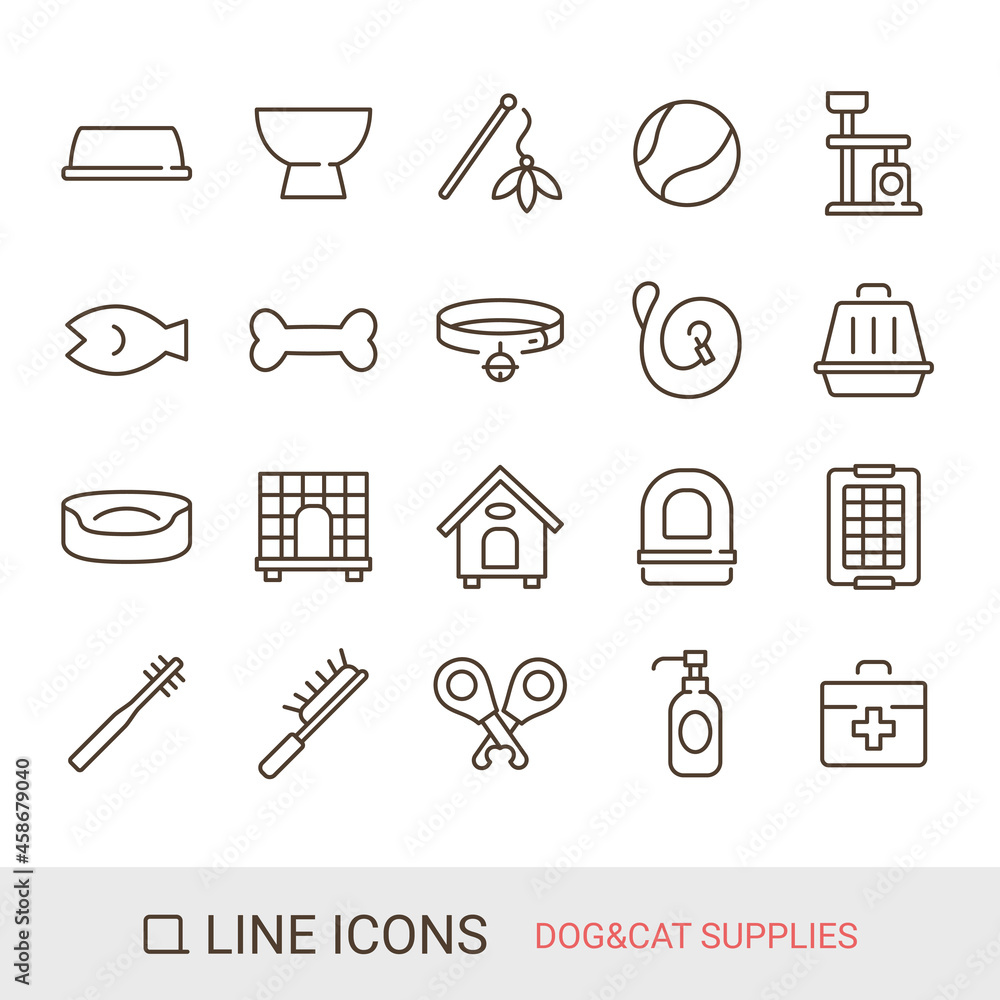 商品アイコン 犬用品 猫用品 ラインアイコン Stock Vector Adobe Stock
