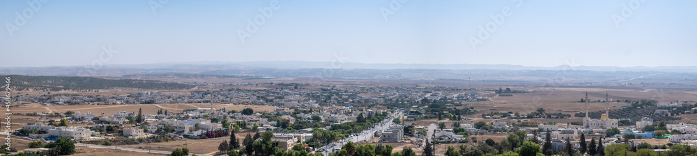 Large aerial view on Lakiya or Laqye - a Bedouin town in the Southern District of Israel