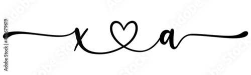 xa, ax, letters with heart Monogram, monogram wedding logo. Love icon, couples Initials, lower case, connecting HEART, home decor,