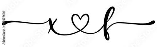 xf, fx, letters with heart Monogram, monogram wedding logo. Love icon, couples Initials, lower case, connecting HEART, home decor,