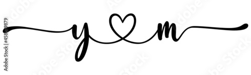 ym, my, letters with heart Monogram, monogram wedding logo. Love icon, couples Initials, lower case, connecting HEART, home decor,