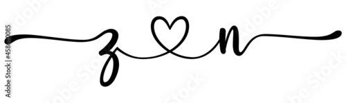 zn, nz, letters with heart Monogram, monogram wedding logo. Love icon, couples Initials, lower case, connecting HEART, home decor,